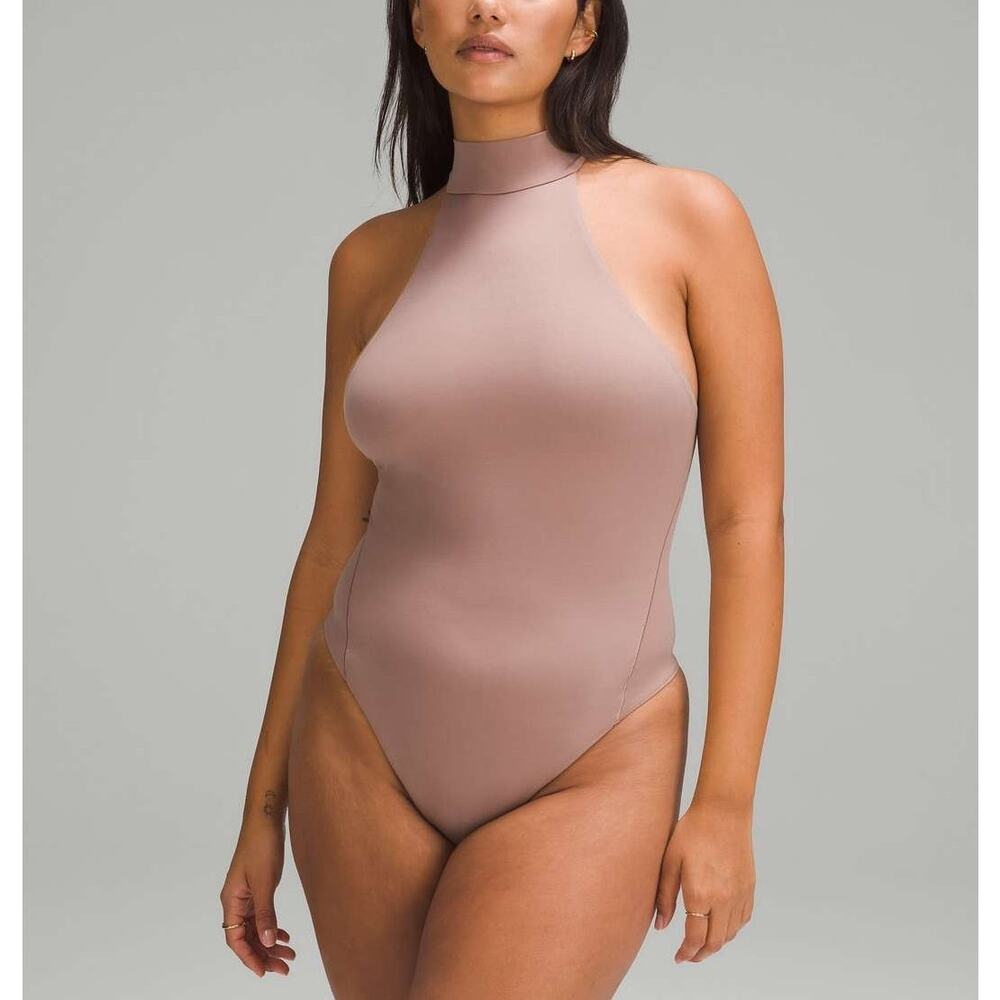 Lululemon Wundermost Nulu Mockneck Bodysuit Small Twilight Rose Pink Soft Layer
